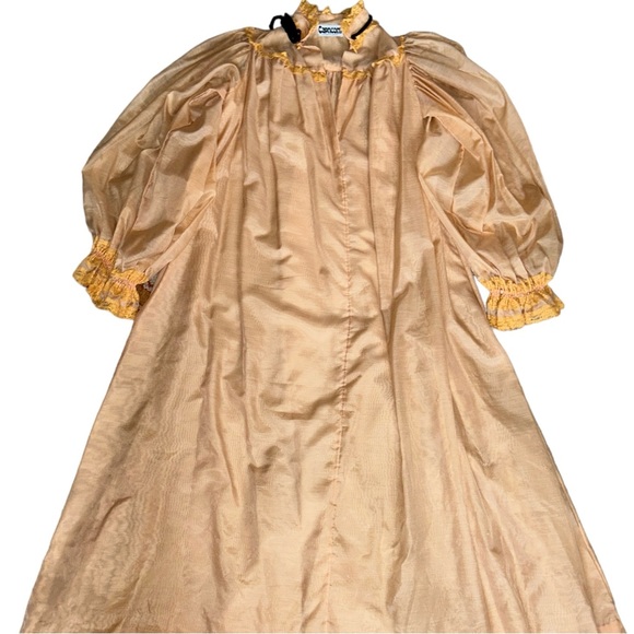 Vintage Capricorn Designer’s Gallery Peach Full Length Long Sleeve Gown Boho S/M - Picture 2 of 11